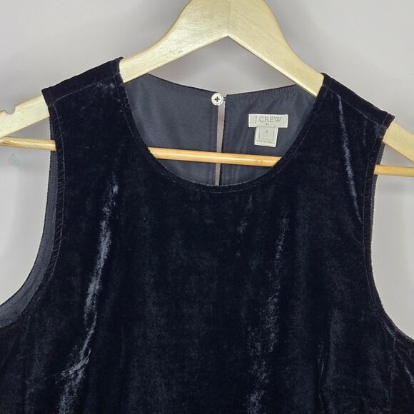 J. CREW Black Velvety Sleeveless Top with Ruffled Hem Size 6 - Picture 2 of 8